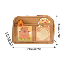 Load image into Gallery viewer, Capybara Stationery Set with Pencil Case, Pens, Ruler &amp; Sticky Notes
