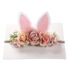 Load image into Gallery viewer, Easter Day Baby Headband Rabbit Ear Newborn Photography Props Boy Girl Nylon Hair Bands Artificial Flower Festival Headwrap
