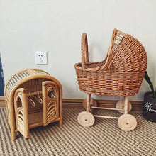 Load image into Gallery viewer, Retro Rattan Doll Stroller Toy Studio Photo Props Baby Doll Carriage Children&#39;s Room Decoration Baby Doll Cart Pretend Play Toys
