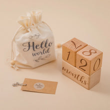 Load image into Gallery viewer, 3pc Raw Wood Baby Milestone Blocks - Engraved Photography Props
