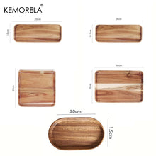 Load image into Gallery viewer, 1PCS Acacia Wood Coffee Tray Food CupTrays Decorative Wood Tray Dessert Bamboo Tray Gongfu Tea Tray Kitchen Storage Accessories
