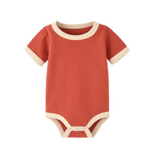 Load image into Gallery viewer, Color Matching Newborn Baby Organic Cotton Summer Rompers Short Sleeve Soft Skin-friendly Romper Pajamas Infant Tops Jumpsuit
