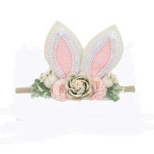 Load image into Gallery viewer, Lovely Baby Girls Easter Day Headband Rabbit Ear Newborn Photo Props Cute Elastic Flower Crown Hairbands Party Hair Accessories
