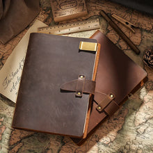 Load image into Gallery viewer, Vintage Leather Ring Binder Notebook
