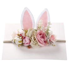 Load image into Gallery viewer, Easter Day Baby Headband Rabbit Ear Newborn Photography Props Boy Girl Nylon Hair Bands Artificial Flower Festival Headwrap
