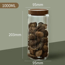 Load image into Gallery viewer, Wood Lid Glass Airtight Canister Kitchen Storage Bottles Jars Food Container Grains Tea Coffee Beans Grains Candy Jar Containers
