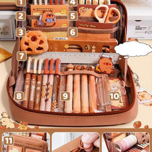 Load image into Gallery viewer, Capybara Stationery Set with Pencil Case, Pens, Ruler &amp; Sticky Notes
