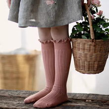 Load image into Gallery viewer, Ruffle-Top Cotton Knee Socks for Little Ones
