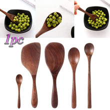 Load image into Gallery viewer, Flatware Soup Wooden Black Walnut Honey Tea Scoops Coffee Spoons Rice Shovel Spoon
