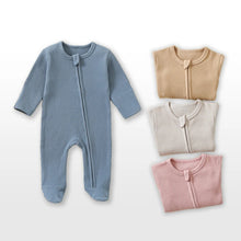 Load image into Gallery viewer, Organic Cotton Baby Rompers Waffle 100% Cotton Infant Boys Girls Jumpsuit Zipper Footed Solid Long-Sleeve Pajamas Sleepsuits
