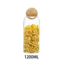 Load image into Gallery viewer, Transparent Lead-free Glass Bottle With Ball Cork Lid Storage Jar Tank Sealed Tea Cans Dried Fruit Cereal Snacks Coffee Contains
