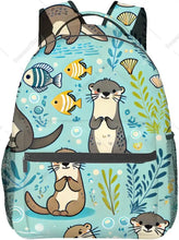Load image into Gallery viewer, Octopus &amp; Floral Backpack – Stylish Marine Botanical School Bag
