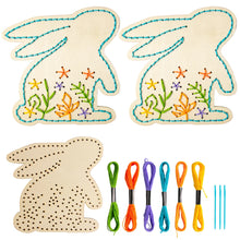 Load image into Gallery viewer, Easter Wooden Cross Stitch Kit DIY Easter Bunny Egg Wood Ornament Hanging Decor Easter Party for Kids Arts Crafts Activity Party
