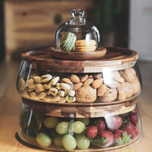 Load image into Gallery viewer, Creative Glass Food Storage Containers with Wooden Lid Kitchen Snack Fruit Candy Nut Sundries Storage Organizer for Kitchen
