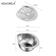 Load image into Gallery viewer, KEMORELA 2 in1 Wash and Cut Vegetable Drain Bowl Stainless Steel 304 Rice Washing Bowl Fruit And Vegetable Strainer Kitchen Tool
