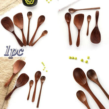 Load image into Gallery viewer, Flatware Soup Wooden Black Walnut Honey Tea Scoops Coffee Spoons Rice Shovel Spoon
