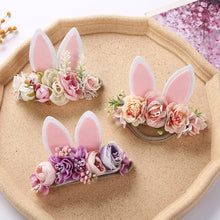 Load image into Gallery viewer, Lovely Baby Girls Easter Day Headband Rabbit Ear Newborn Photo Props Cute Elastic Flower Crown Hairbands Party Hair Accessories
