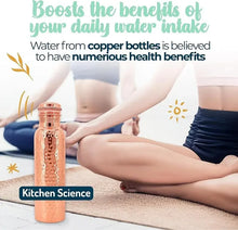 Load image into Gallery viewer, Kitchen Science Copper Water Bottle (32oz/950ml) w/a Carrying Canvas Bag | 100% Pure Copper Bottle for Drinking Water
