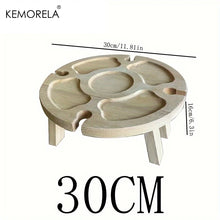 Load image into Gallery viewer, KEMORELA 1 Wooden Portable Dining Table 30Cm/24Cm Casual Snack Table Fruit Tray Outdoor Wine Rack Travel Picnic Folding Table
