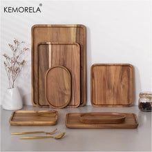 Load image into Gallery viewer, 1PCS Acacia Wood Coffee Tray Food CupTrays Decorative Wood Tray Dessert Bamboo Tray Gongfu Tea Tray Kitchen Storage Accessories
