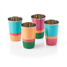 Load image into Gallery viewer, Multicolor Bright Stripe Steel Cups - Set of 4
