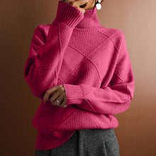 Load image into Gallery viewer, Loose High Collar Warm Sweater Solid Color Knitted Women
