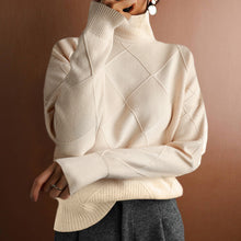 Load image into Gallery viewer, Loose High Collar Warm Sweater Solid Color Knitted Women
