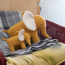 Load image into Gallery viewer, Large  Elephant Plush Toy in Mustard Organic Cotton Knit
