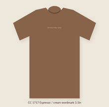 Load image into Gallery viewer, Wordmark tee, Espresso, cream wordmark
