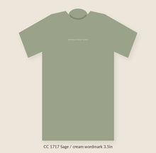 Load image into Gallery viewer, Wordmark tee, Sage, cream wordmark

