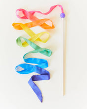 Load image into Gallery viewer, Rainbow Silk &amp; Wood Streamer - Wand for Pretend Play
