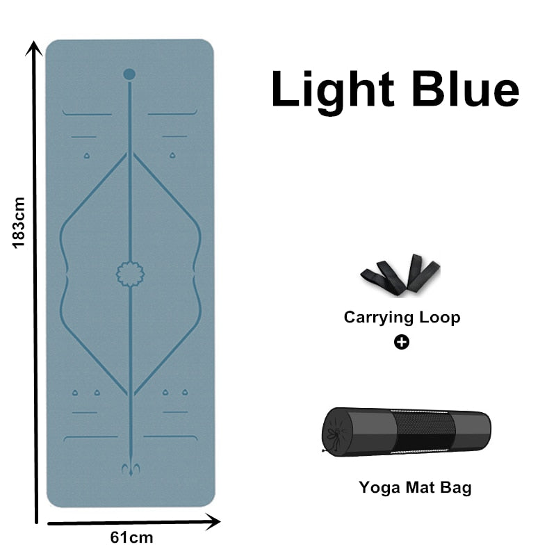 Non-slip Thicken ECO-friendly Portable TPE Yoga Mat With Free Carrying Strap and Bag 72 x 24 x 0.24 inches（1830*610*6mm）