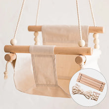 Load image into Gallery viewer, Hanging Wood and Canvas Baby Swing Chair
