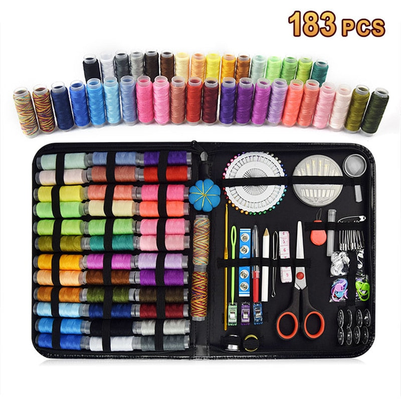 Sewing Box 183Pcs Multi-function Travel Sewing Kit Stitch Needle Thread Storage Bag Fabric Craft Mom Christmas Gifts Sewing Set