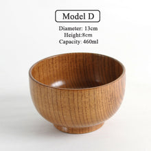 Load image into Gallery viewer, Japanese Style Wooden Bowl Tableware Original Soup/Salad Rice Noodles Bowls Food Container Wood Eating Bowl for Children Kids
