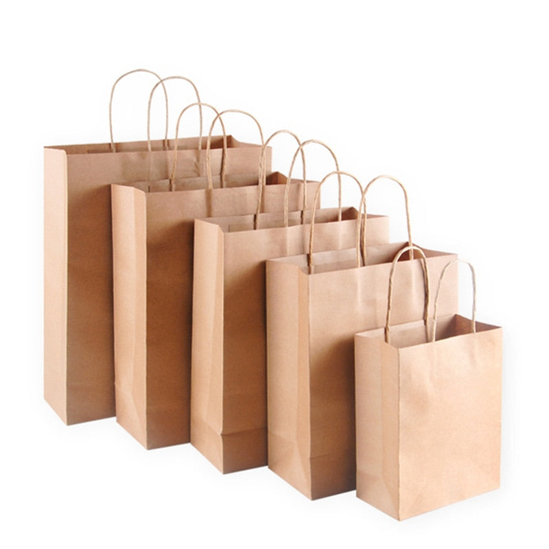 10pcs Kraft Paper Gift Bag with Handles