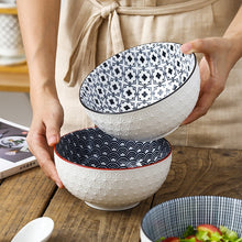 Load image into Gallery viewer, Nordic Style 6Inch Tableware Bowls Ceramic Home Hand Painted  Instant Noodle Soup Restaurant Simple Creative Embossed Ramen Bowl
