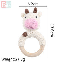 Load image into Gallery viewer, Wood and Knit Animal Teether Rattles
