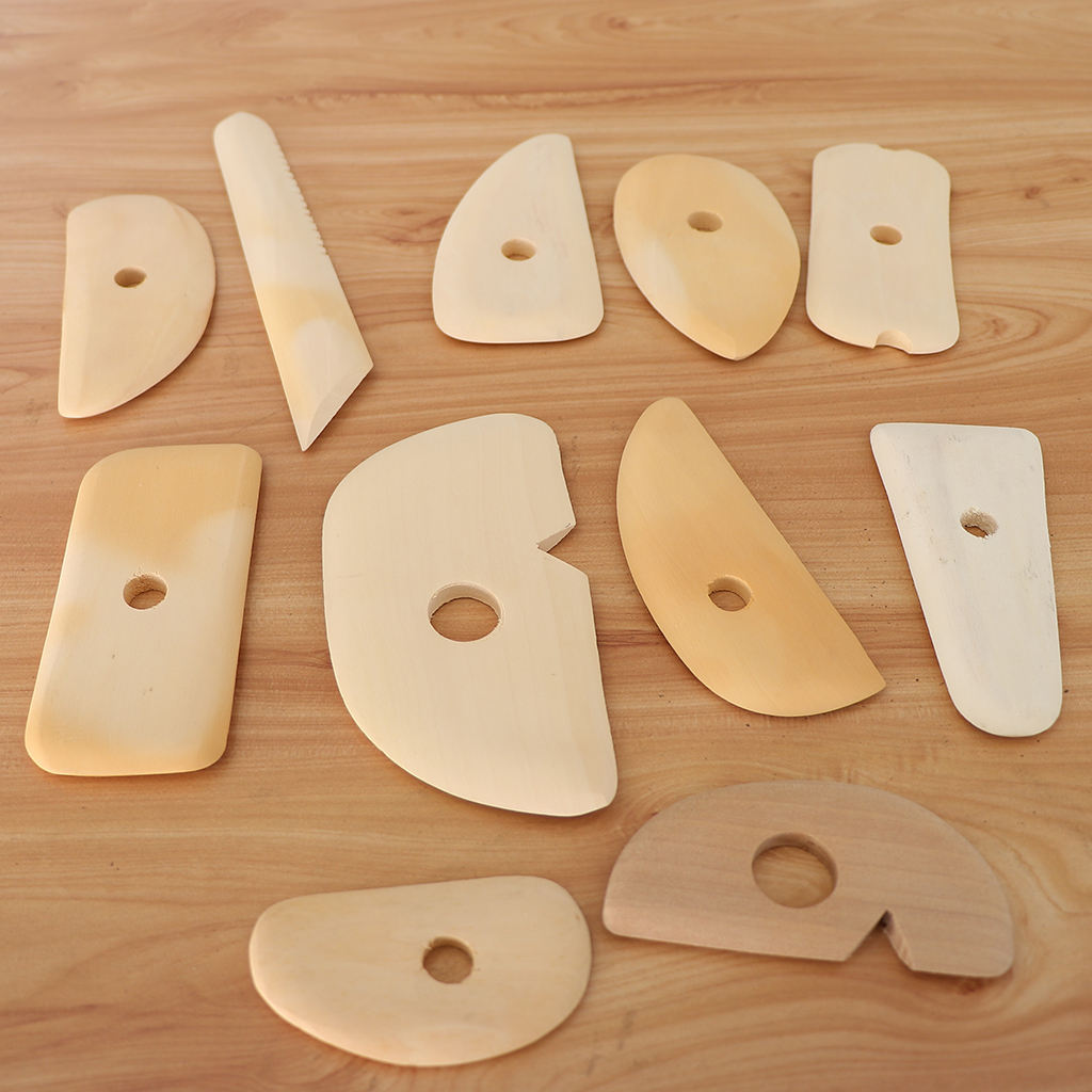 11pcs Assorted Natural Wooden Cutter Safe Scraping Tool For Clay/Pottery/Ceramic DIY Crafts