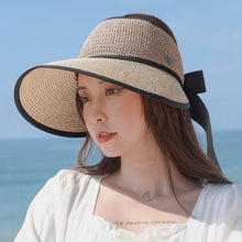 Load image into Gallery viewer, Summer hats for women cap outdoor Fashion Sunhat Bow-knot gorros ponytail hat straw hat Beach fedora visors caps chapeu feminino
