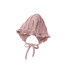 Load image into Gallery viewer, Knit Lacy Baby Bonnet
