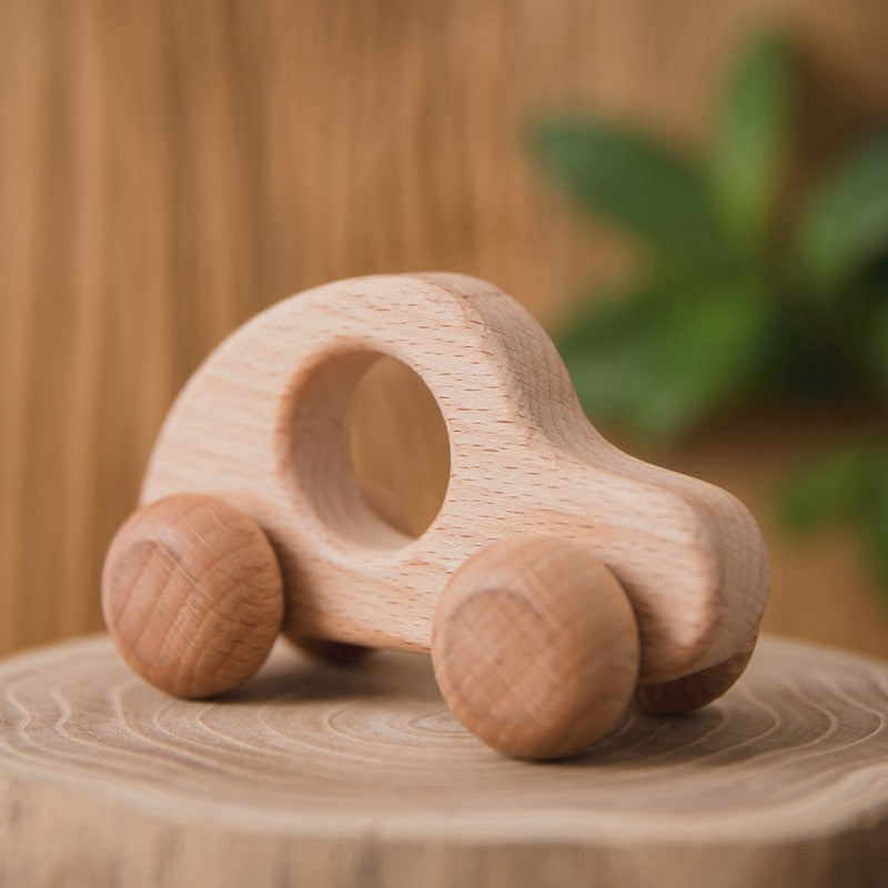 Montessori Wooden Cars for Play and Baby Teething