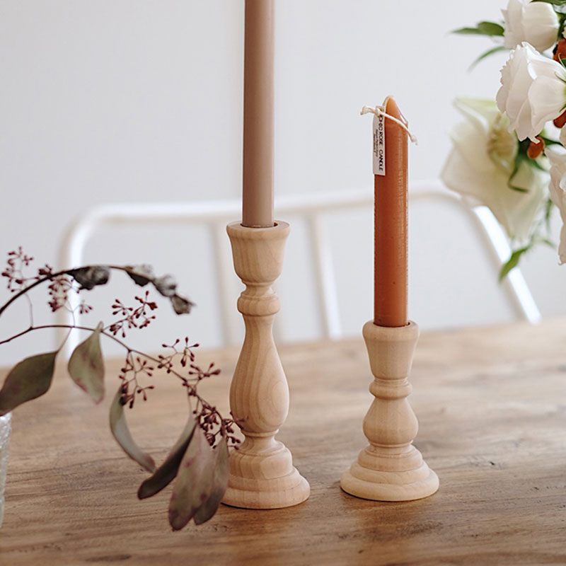 Unfinished Wood Candlestick Holders for Weddings, Crafts and Decor