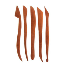 Load image into Gallery viewer, 5 pieces of Red Clay Sculpture Wooden Knife Pottery Ceramic Molding Tool Clay Sculpture Shaping Wooden Knife Practical
