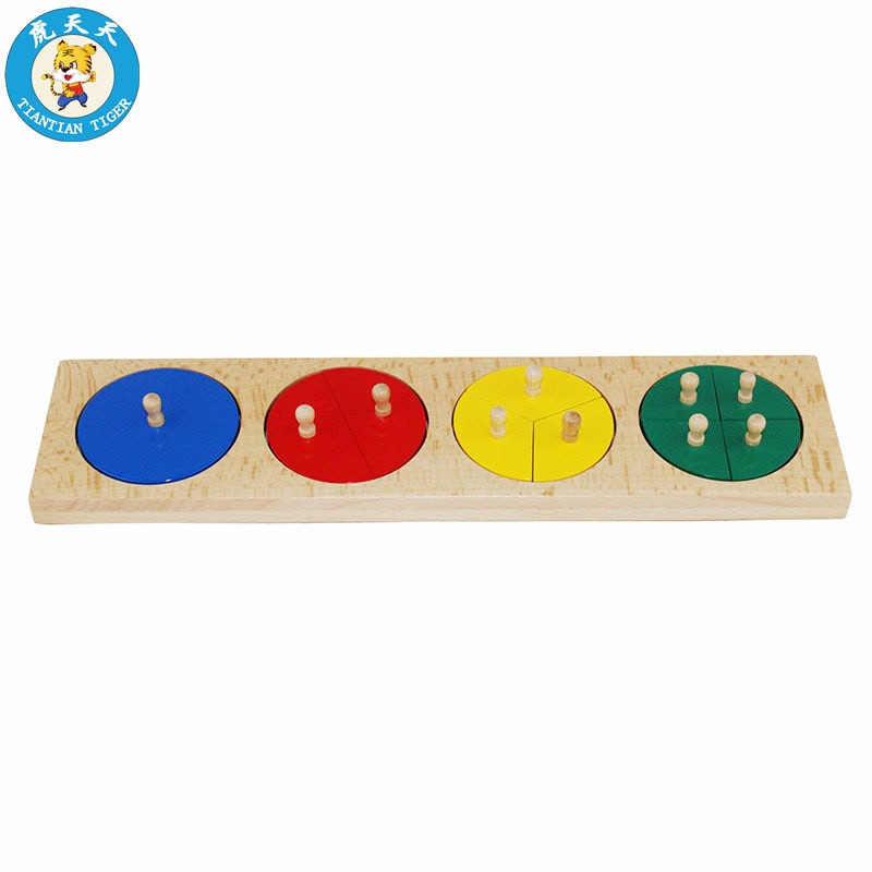 Montessori Baby Wooden Toys Early Education Grasping Puzzles Math Cut-Out Fraction Circles 1-4