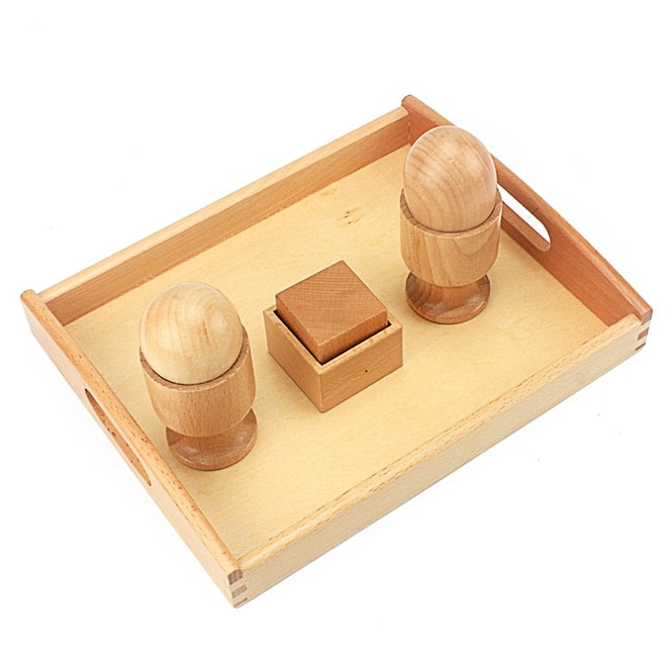 Montessori Baby Wooden Grasping Egg Cup Square Box Gift Set