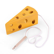 Load image into Gallery viewer, Montessori Wooden threading cheese toy
