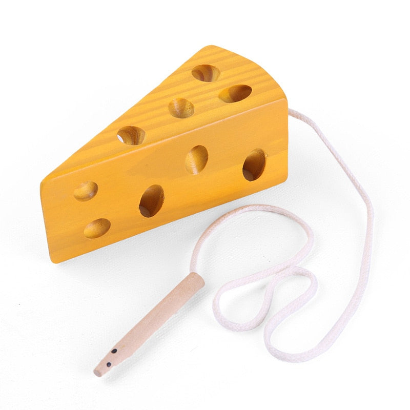 Montessori Wooden threading cheese toy