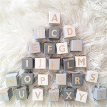 Load image into Gallery viewer, Natural Wood Painted Alphabet Building Blocks
