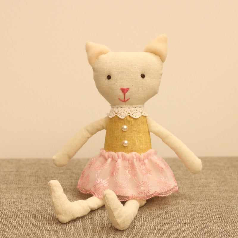 Plush dolls Cat Stuffed Animal Cartoon Kids Toys for Girls Baby Birthday Christmas Gift Cat family dollhouse